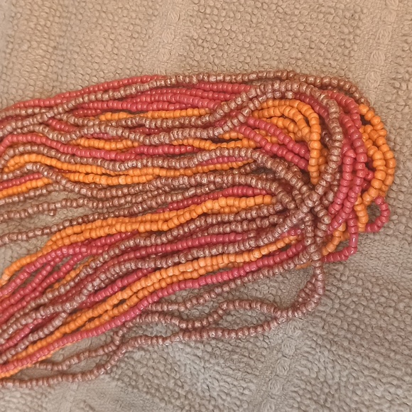 Warm Tone Beaded Necklace Multi Strand.Nwt - Picture 3 of 13